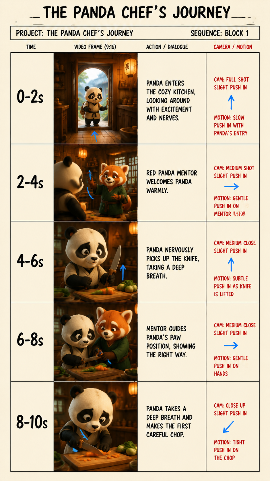 Panda Chef Journey storyboard sheet 1