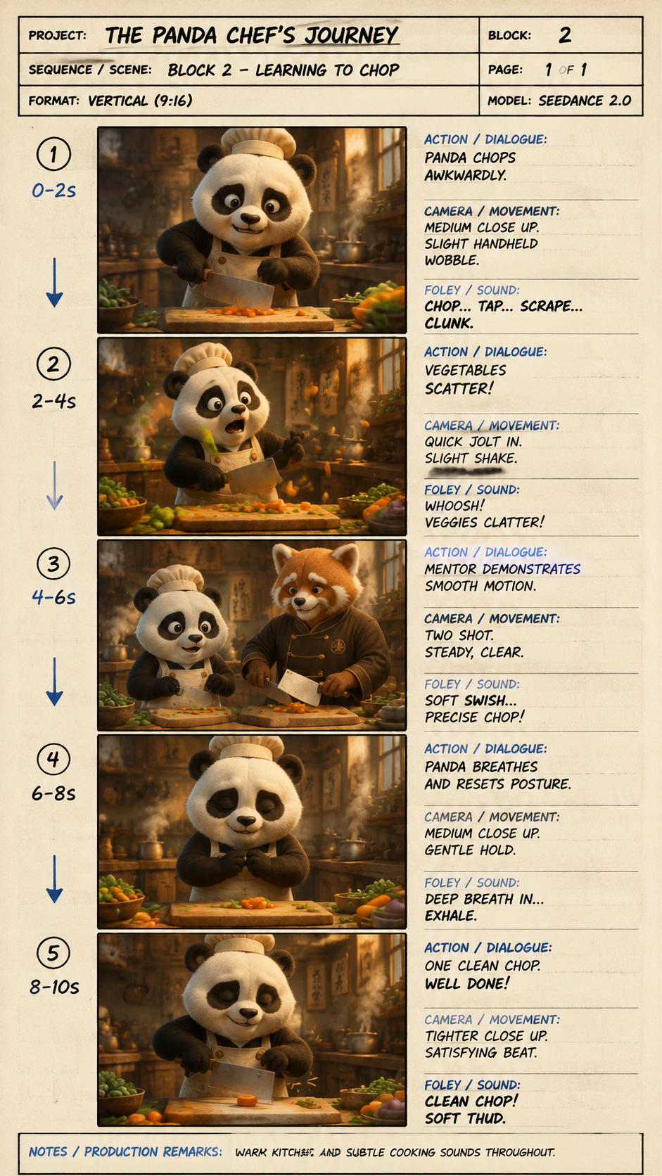 Panda Chef Journey storyboard sheet 2