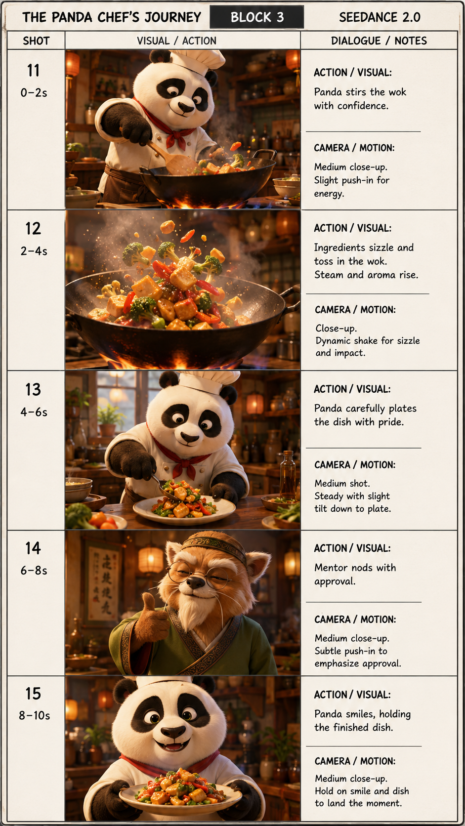 Panda Chef Journey storyboard sheet 3
