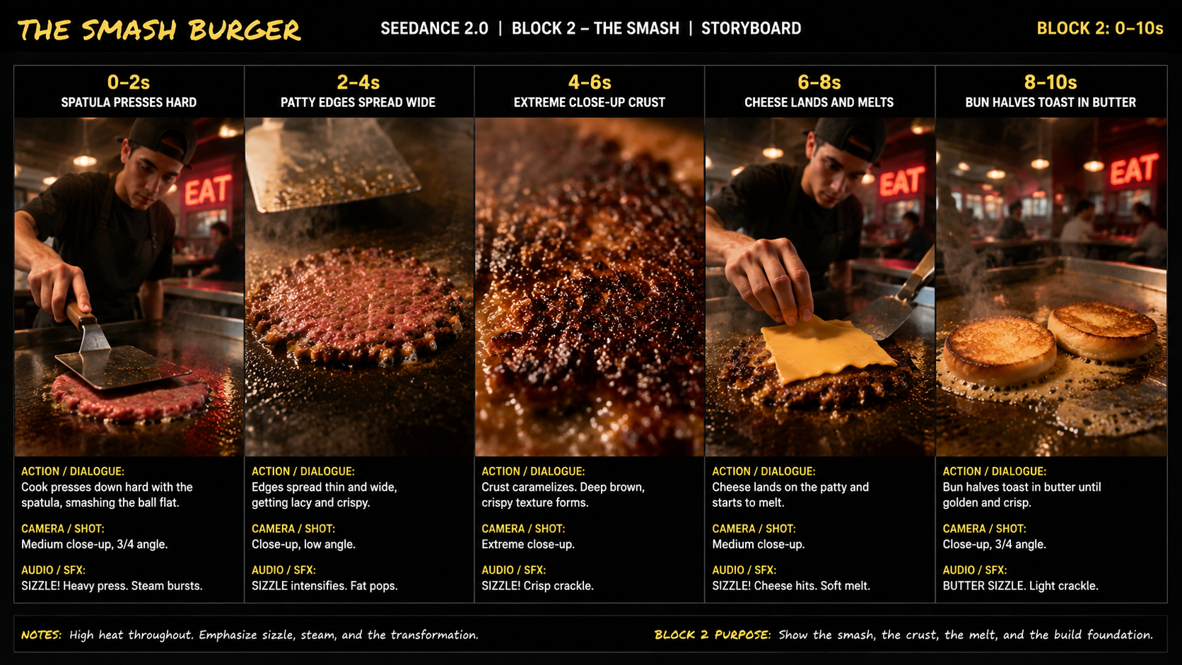 Smash Burger Ad storyboard sheet 2