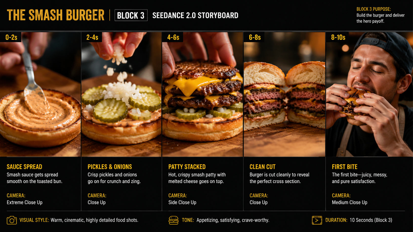 Smash Burger Ad storyboard sheet 3